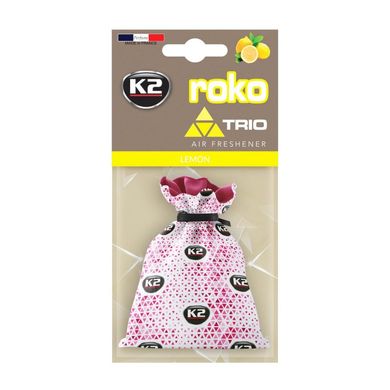 Освежитель воздуха для автомобиля K2 ROKO TRIO LEMON 25 G