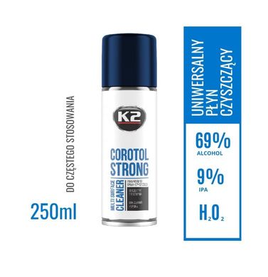 Agente De Limpieza Universal K2 COROTOL STRONG 250ml AERO spray limpiador de alcohol 69%+8% IPA