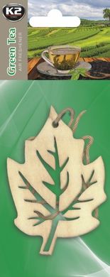 Деревянный авто освежитель воздуха - Вешалка, Лист Зеленый Чай K2 WOODY LEAF GREEN TEA
