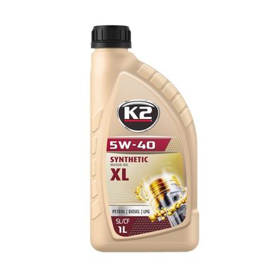 Моторное масло K2 синтетическое, 5W40, SL/CF/CF-4, 1 л O1101E